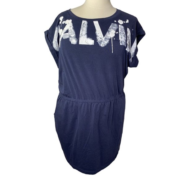 Calvin Klein Tops - Calvin Klein Womens Casual Shirt Dress Navy Blue Spell Out Knee Length Size XXL